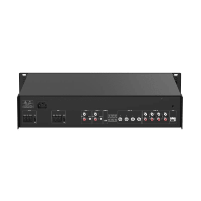 Amplificador de Red 500 Watts / Tareas en Tiempo Real y Programadas / Audio 2-Canales Mezcla Salida / Protección de Cortocircuito y Sobrecorriente / Entrada de Audio Múltiple / Plásticos de Ingeniería Alto-Resistencia