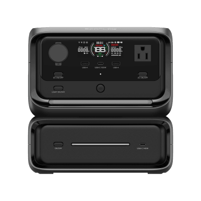 EcoFlow River 3 Plus | Estación de Energía Portátil 572Wh Litio LFP / 4 AC 800W (Max. 1600W) / 1 USB-C 100W / 3 USB -A 12W / Cargador de Coche 10A, 126W Max. / Conectividad WiFi y Bluetooth (App) / Carga Solar 220W Max.