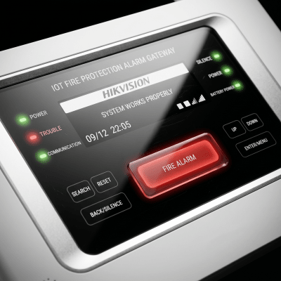 (HikFire) Panel Inalámbrico de Detección de Incendio (Gateway LoRa) / Pantalla LCD Táctil / Comunicación hasta 2 km / Gestión de 128 Dispositivos / Encriptación AES128 / Integración a HikCentral Professional