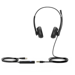 Diadema USB Alámbrica Yealink UH34 Dual Teams C/ Almohadillas de Cuero Compatible con Teléfonos IP Yealink y Computadoras