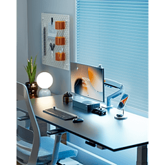Brazo Ajustable para Monitor Ergonómico / Compatible con Monitores de 17" - 30" / Capacidad de Peso hasta 9 kg / Rotación 360° / Inclinación +85° a  -30° / Giro 180° / Ajuste de Resorte de Gas / Color Azul