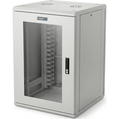 Gabinete Rackeable / 18 Unidades / 19 Pulgadas / Puerta de Cristal / Capacidad de Carga 750 Kg / Dimensiones 600x605x930 mm (23.6x23.8x36.6 in)