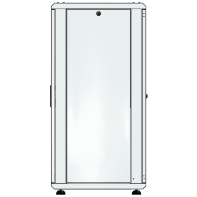 Gabinete Rack 24 Unidades / 19 Pulgadas / Puerta de Cristal / Piso / Acero Calibres 16-18-20 / 750 Kg Carga / 600x605x1190 mm (23.6x23.8x46.9 in) / Vidrio con Cerradura