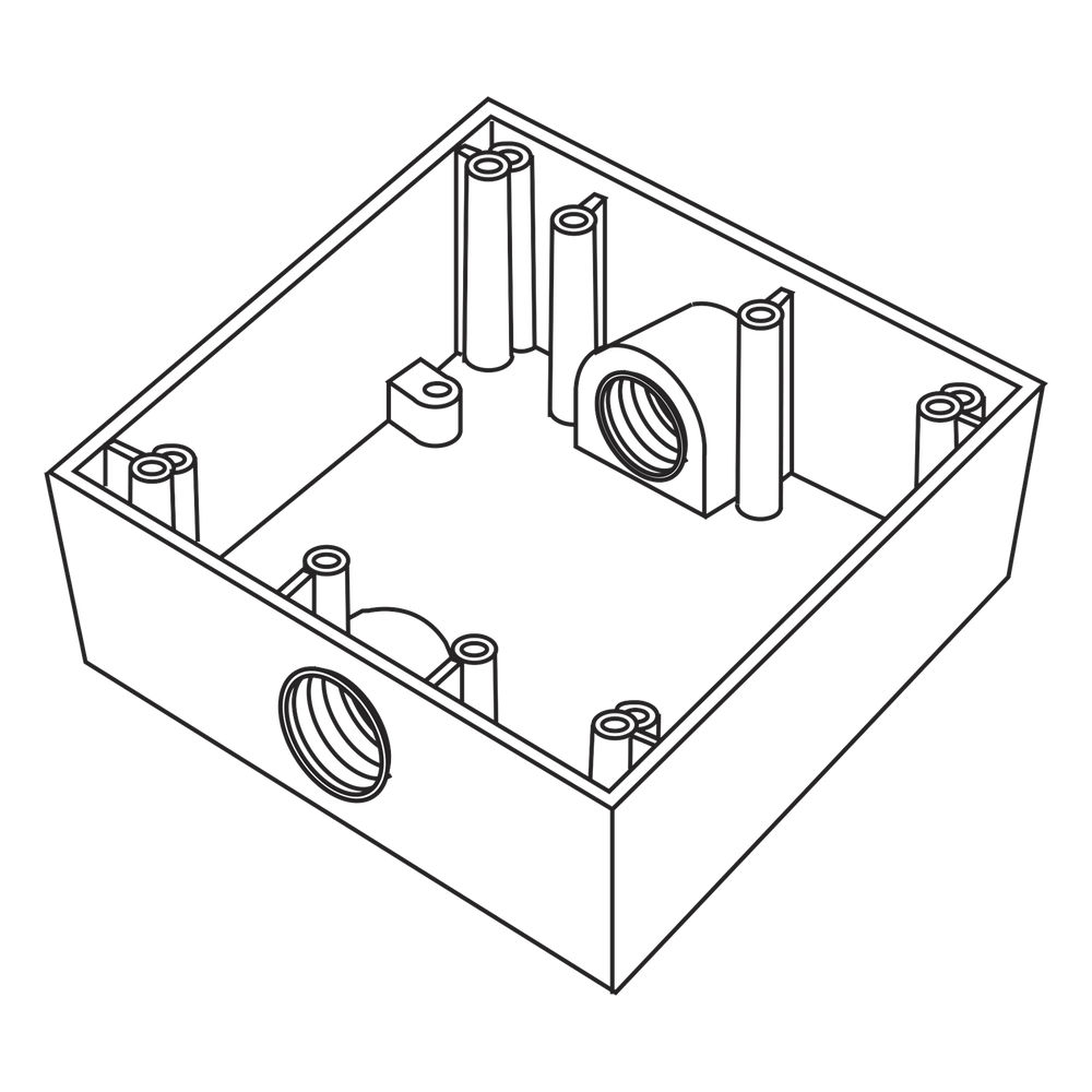Caja Cuadra de 3/4" a Prueba de  Intemperie/ Cuenta con 2 salidas.