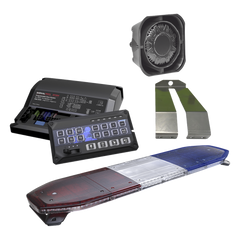 Kit de Sirena, Bocina y Torreta de 48", Con 216 LEDs, Dual Color, Frente: Rojo/Blanco, Azul/Blanco, Trasero: Rojo/Ámbar, Azul/Ámbar