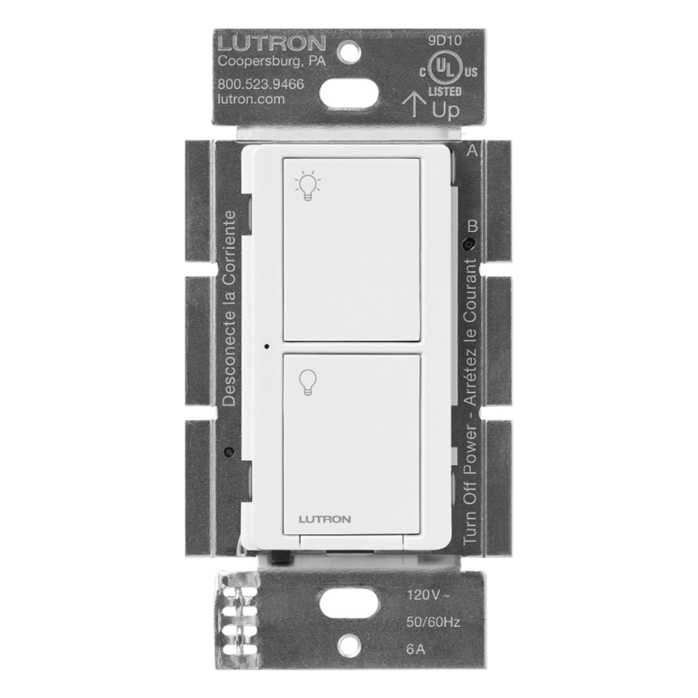 Interruptor on/off inalámbrico de pared para iluminación y ventiladores, 120 V, requiere neutro, control con Pico o desde la app con Smart Bridge, Caseta Wireless