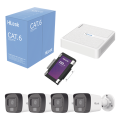 Kit IP 2 Megapixel / NVR de 8 Canales con 8 Puertos PoE / 4 Cámaras IP Bala para Exterior / Micrófono Integrado / Bobina de Cable de 305 mts / SSD 1 TB