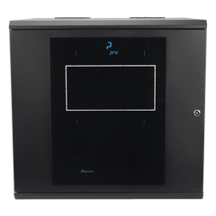Gabinete Abatible de Pared (Con Marco Trasero) con Rack 19" de 12 Unidades. Ventana de Cristal Templado.