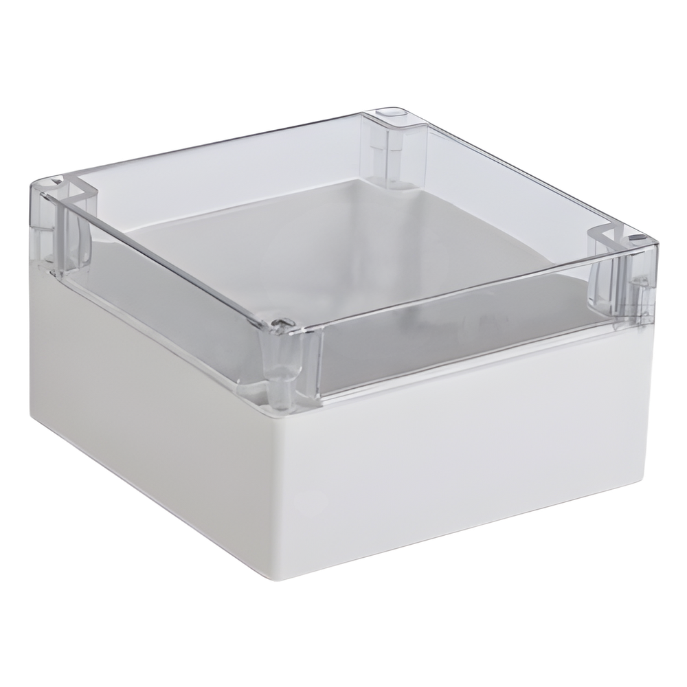 Gabinete Plástico para Exterior (IP65) de 160 x 160 x 90 mm Cierre por Tornillos Tapa Transparente.