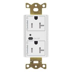 Receptáculo inalámbrico de 20 A tipo dúplex con ambos contactos controlados, tecnología Clear Connect, para sistema Vive de Lutron, color blanco