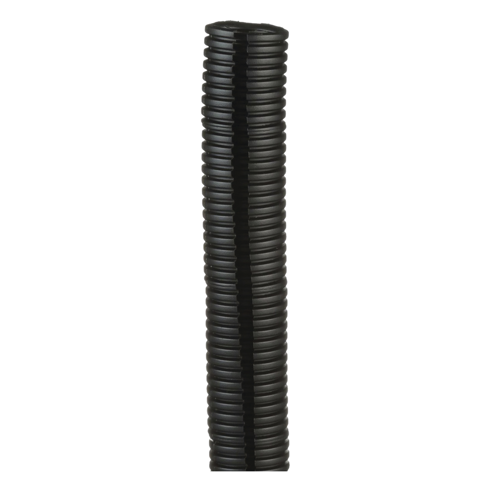 Tubo Corrugado Abierto para Protección de Cables, 1in (25.4 mm) de Diámetro, 30.5 m de Largo, Color Negro
