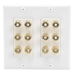 Placa de Pared | Postes de Unión Tipo Banana | Conexión para 6 Altavoces | Fácil Instalación | Conectores Chapados en Oro