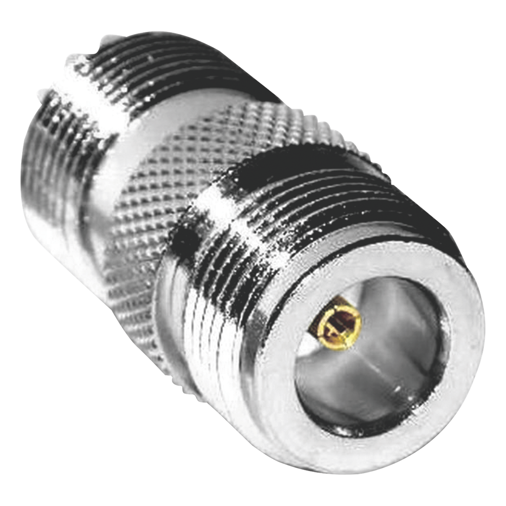 Adaptador en Línea de Conector N Hembra a UHF Hembra (SO-239), Plata/ Oro/ Teflón.