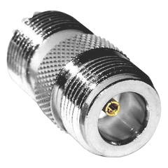 Adaptador en Línea de Conector N Hembra a UHF Hembra (SO-239), Plata/ Oro/ Teflón.