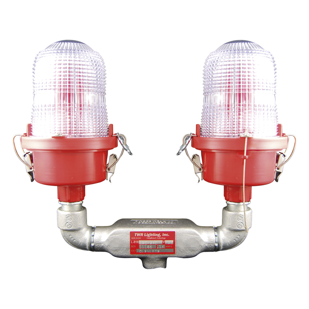 Luz de Obstáculo Doble Baja Intensidad FAA Tipo L-810 / LED Rojo e Infrarrojo / 120-240 VAC / Intensidad Efectiva 32.5 CD / IR 4mW/sr @ 850nm / Base Valox / Lente Acrílico Fresnel / Protección Corrosión