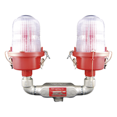 Luz de Obstáculo Doble Baja Intensidad FAA Tipo L-810 / LED Rojo e Infrarrojo / 120-240 VAC / Intensidad Efectiva 32.5 CD / IR 4mW/sr @ 850nm / Base Valox / Lente Acrílico Fresnel / Protección Corrosión