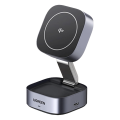 Cargador Inalámbrico 2 en 1 25W / Tecnología Magnética Qi 2 / 15W para Teléfono + 5W para Auriculares / Puerto USB-C 5W / Protecciones Múltiples / Cable USB-C Incluido