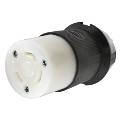 Conector Industrial con Bloqueo de Media Vuelta / 30 A 250 V CA / 2 Polos 3 Hilos / Color Blanco y Negro / Nema L6-30R.