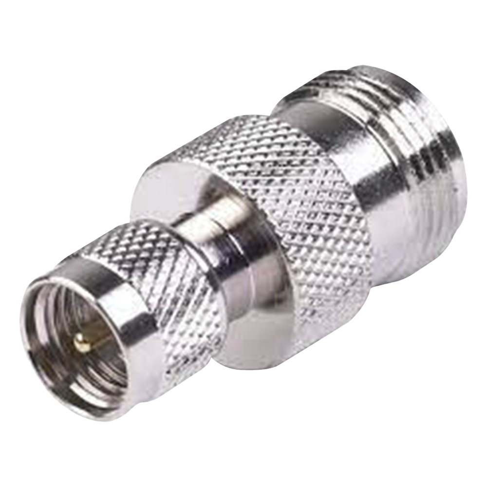 Adaptador en Línea, de Conector Mini-UHF Macho a N Hembra, Níquel/ Oro/ Teflón.