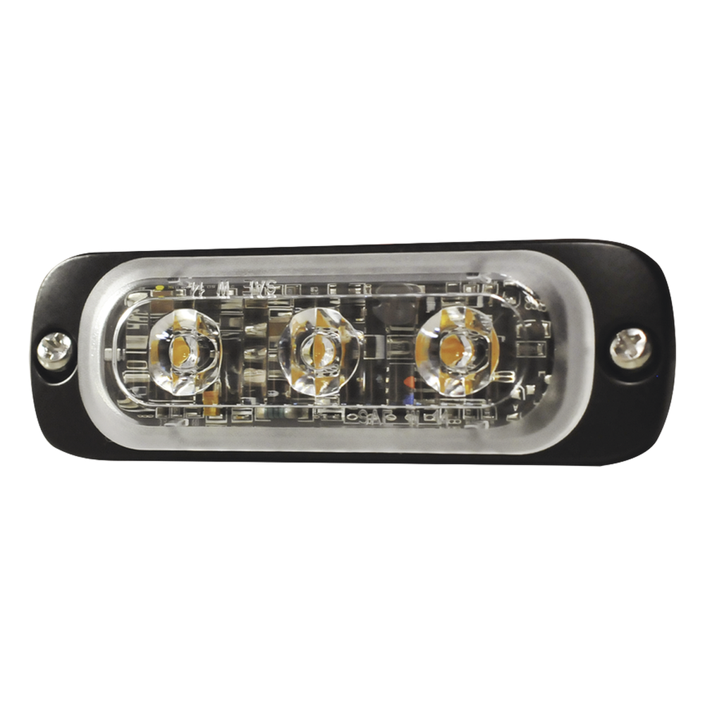 Luz Auxiliar de 3 LED, Ambar, Lente Transparente, SAE