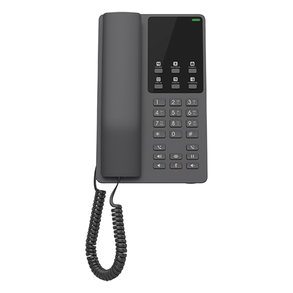 Teléfono IP Hotelero Wi-Fi, 2 líneas SIP con 2 cuentas, codec Opus, IPV4/IPV6, color negro, con gestión en la nube GDMS
