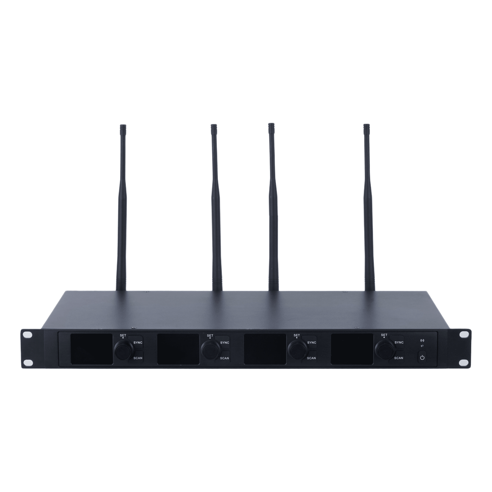 Receptor Micrófono Inalámbrico Digital UHF | Transmisión Digital U-Band pi/4-DQPSK | Distancia 80 mts | Encriptación de Audio | 2197 Ecualizaciones | 15625 Efectos de Reverberación | Pantalla LCD