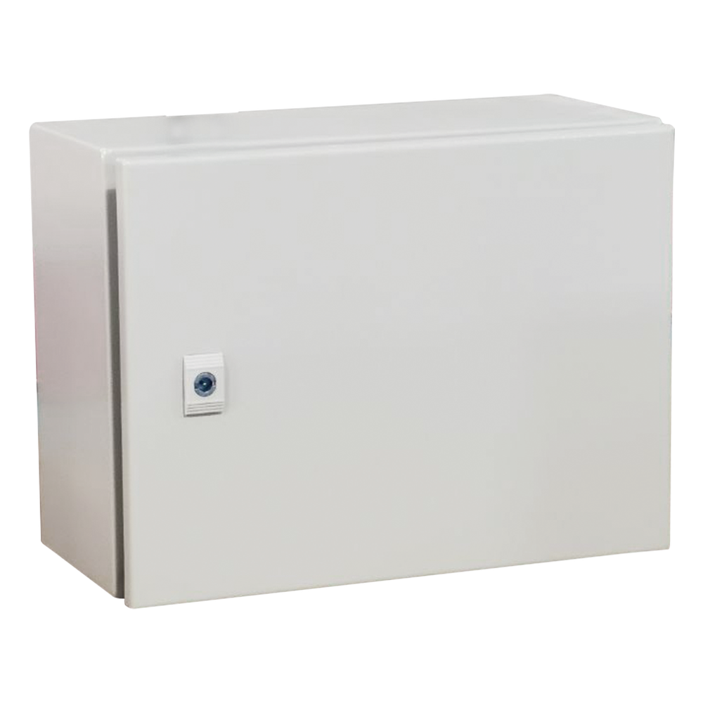 Gabinete de Acero IP66 Uso en Intemperie (500 x 300 x 300 mm) con Placa Trasera Interior Metálica y Compuerta Inferior Atornillable (Incluye Chapa y Llave T). Ideal para Centros de Carga y Tableros de Control