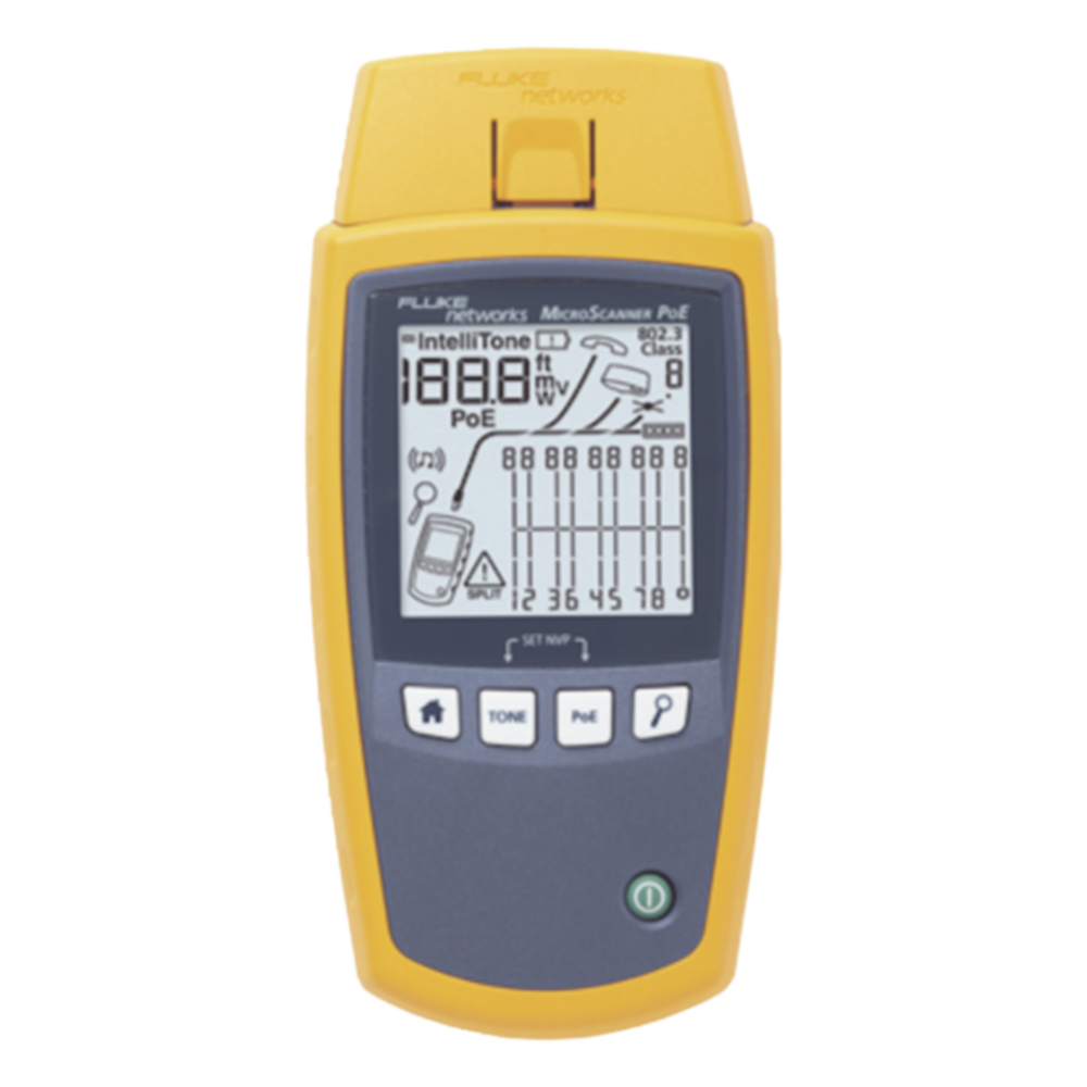 Verificador de Red MicroScanner PoE, para Comprobación de Redes de Voz, Datos, Video y PoE 802.3af, at, bt y UPOE, con Pantalla LCD Retroiluminada