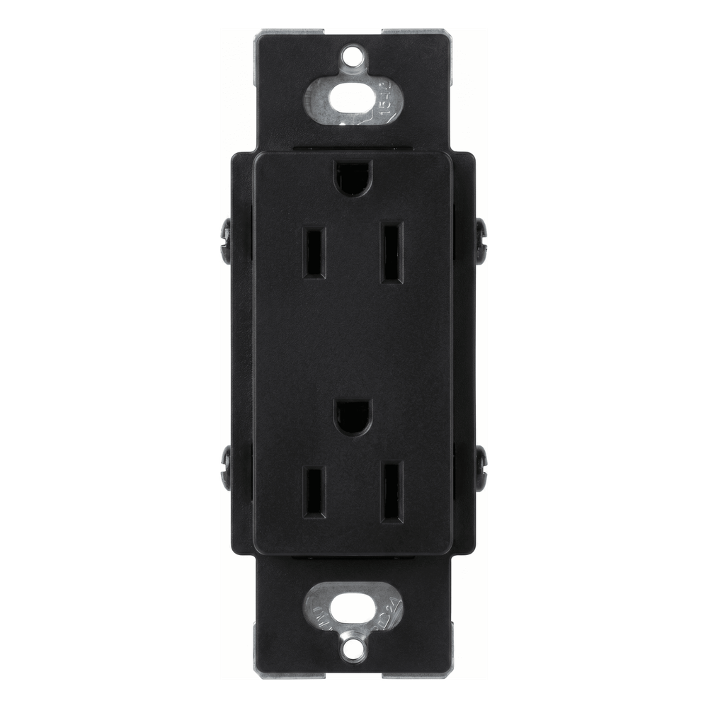 Tomacorriente dúplex de 15 A y 125 V estilo decorador, línea Satin Colors en color Midnight, complemento para controles y placas Lutron; placa se vende por separado