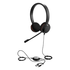 Jabra Evolve 20 DUO con conexión USB C/A, Micrófono con Cancelación de Ruido de Ultima Generación, Configuración Plug and Play (4999-829-269)