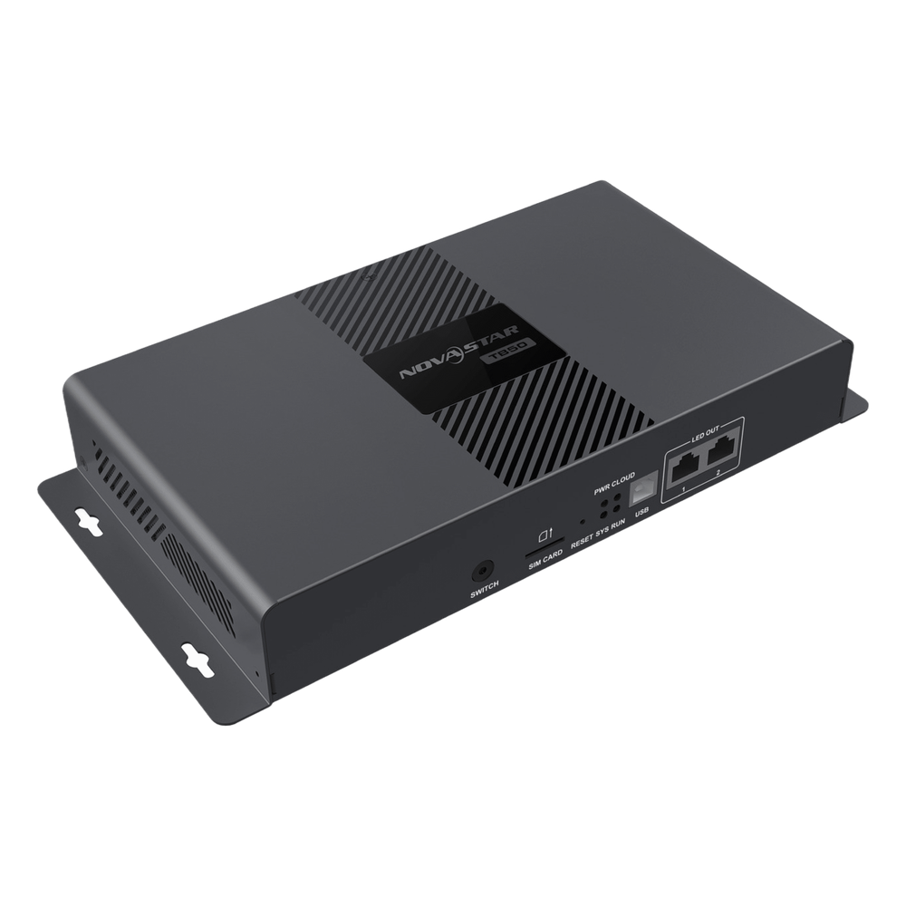 Reproductor Multimedia LED / TB50 NovaStar / 1.3M Píxeles / 4K H.265 / ARM A55 1.8 GHz / 2 Puertos Gigabit / Wi-Fi + 4G / Control Cloud / Sincronización Multi-pantalla
