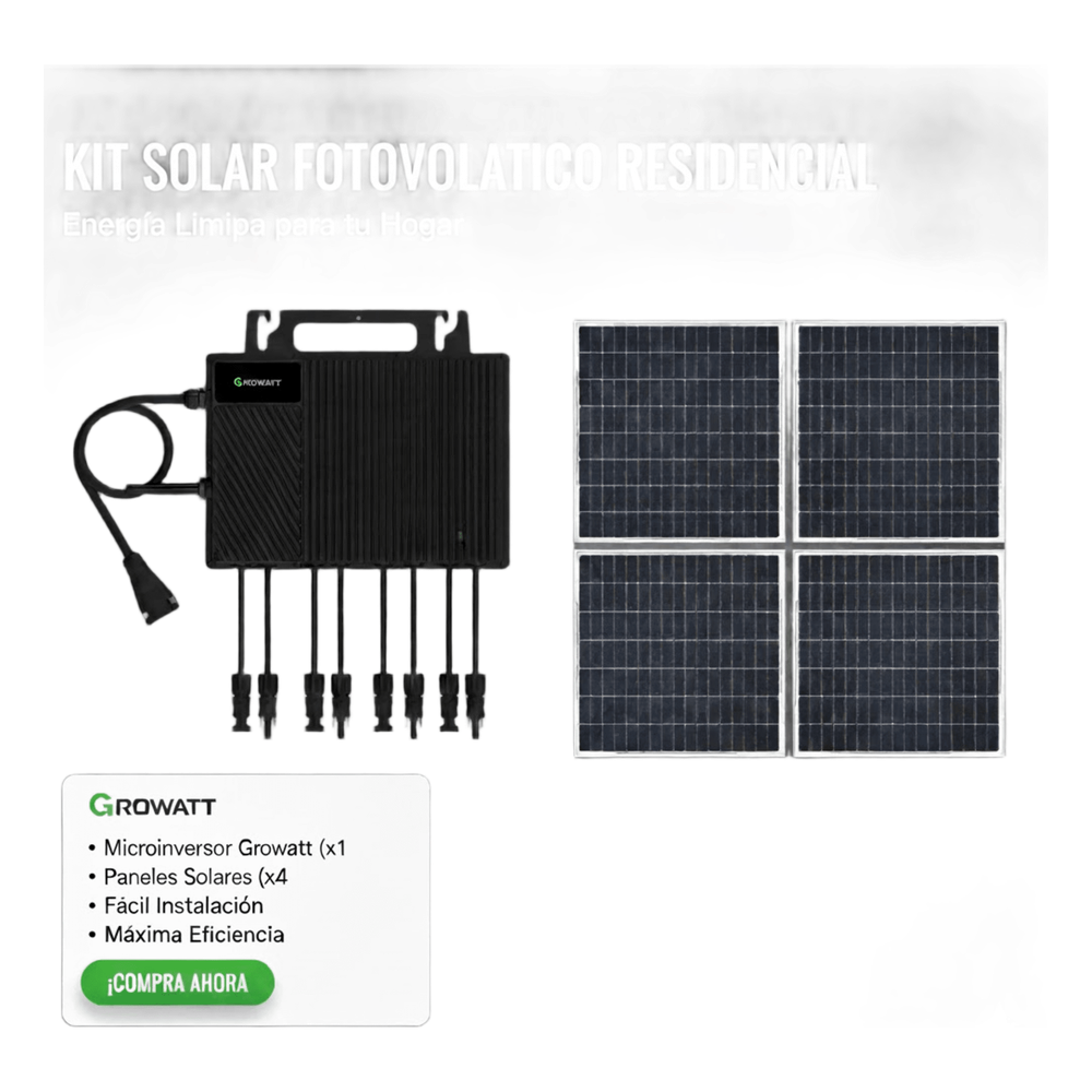 Kit Solar Interconexion  / 2.5kW  220Vca / Microinversores Growatt / Montaje Incluido