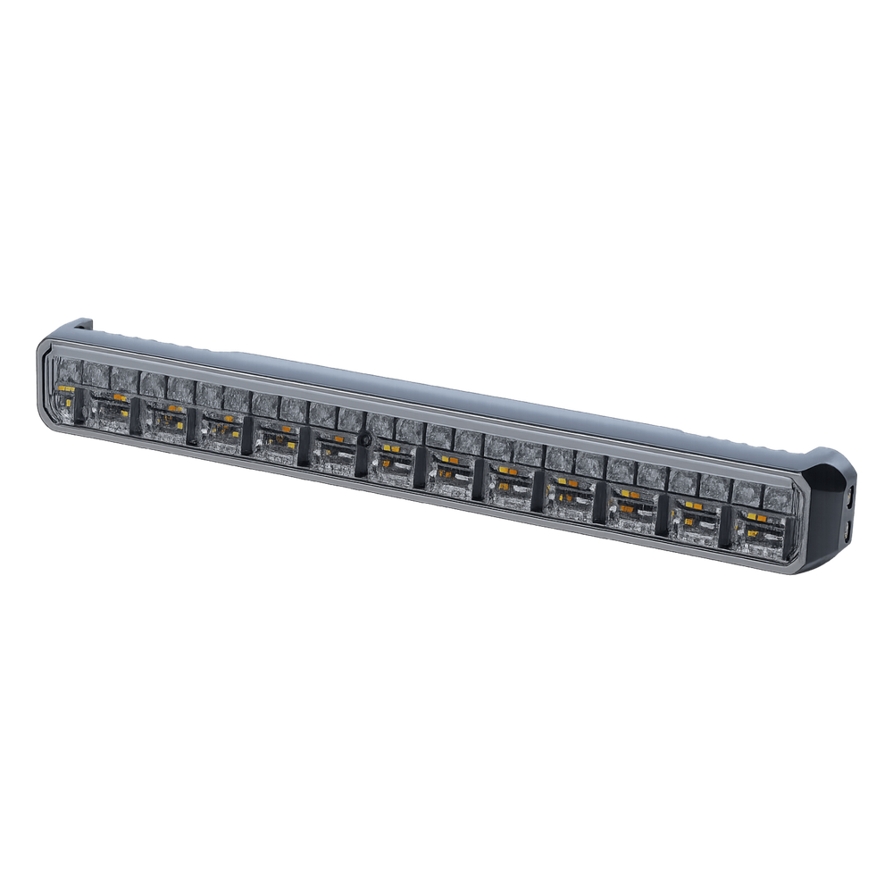 Luz Auxiliar de 45 LED, Top Rojo, Tricolor Rojo/Azul/Blanco, 11.42", Lente Transparente, SAE