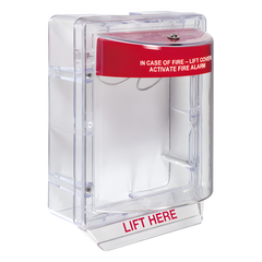 Cubierta Protectora Serie Stopper II® De Policarbonato, Con Bocina, Espaciador Transparente, Montaje en Superficie, Etiqueta en Inglés