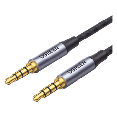 Cable Auxiliar de 3.5mm / Cable Audio Estéreo / Núcleo de Alambre de Cobre Esmaltado / Carcasa de Aluminio Azul + Nylon Trenzado /  Soporta Micrófono / 2 Metros