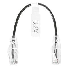 Cable de Parcheo Slim UTP Cat6 - 20 cm (7.87 Pulgadas) Negro Diámetro Reducido (28 AWG)