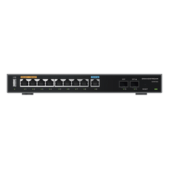 Router Gigabit VPN / Balanceador de cargas / 60,000 sesiones NAT /  9 puertos 10/100/1000 Mbps + 2 puertos SFP (WAN/LAN) / 1 puerto entrada PoE(af/at) / 2 puertos salida PoE (af/at) / Compatible con GWN Cloud.