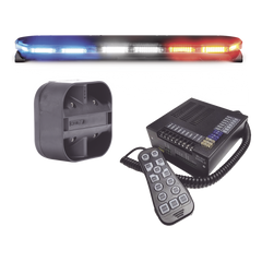Kit de Sirena, Bocina y Torreta de 47 Pulgadas, Serie 16 con 300 LEDs, Dual Color, Frente: Rojo/Blanco, Azul/Blanco, Trasero: Rojo/Ambar, Azul/Ambar