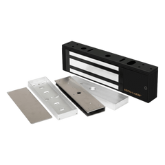 Kit Para Control de Acceso Incluye Chapa Magnética de 1200 Lbs Color Negro / Montaje En "U" Para Puerta de Cristal /  Uso Interior / Certificación UL / Diseño Elegante