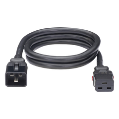 Cable de Alimentación Eléctrica Con Bloqueo de Seguridad, de IEC C20 a IEC C19, 60 cm de Largo, Color Negro, Paquete de 10 Piezas