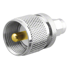 Adaptador en Línea, de Conector SMA Macho a UHF Macho (PL-259), Níquel/ Oro/ Teflón.