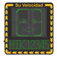Display LED para Control de Velocidad Exterior / Distancia Visible de 100 m / LED de Alta Luminosidad y Bajo Consumo / Visualización de Velocidad con Código de Colores / IP66 / Conectividad Wi-Fi y Ethernet / Compatible con TCP/IP, HTTP, DHC