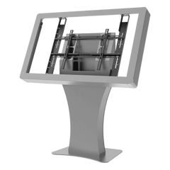 Kiosko Landscape Indoor / Soporte para Pantallas Digitales 55" / Diseño Hourglass Moderno / Base Plana Rectangular / Tray Interno para Componentes / Protección contra Robos / Acabado Powder Coat Premium