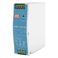 Fuente de poder industrial de 120 W, salida 48 Vcc, entrada 90~264 VCA, para montaje en riel DIN,