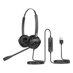 Diadema binaudal (duo) con tecnología antishock para teléfonos IP FANVIL USB con micrófono de cancelación de ruido, larga durabilidad