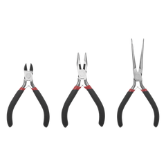 Juego de 3 Mini Pinzas de Corte de 5". Incluye: Pinza de Punta Redonda, Diagonal y Punta de Aguja.