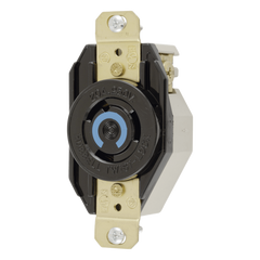 Receptáculo de Media Vuelta Industrial para Empotrar/ 20A  250V/ 2 Polos 3 Hilos/ NEMA L6-20R / Color Negro.