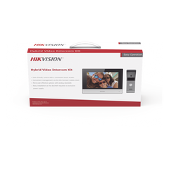 Kit de Videoportero Híbrido Analógico de Metal / IP a 4 Hilos con Función de Llamada a App Hik-Connect / Monitor se Conecta a Internet por Cable o WiFi y por 4 Hilos al Frente de Calle  IP65 / Expandible a Mas Equipos