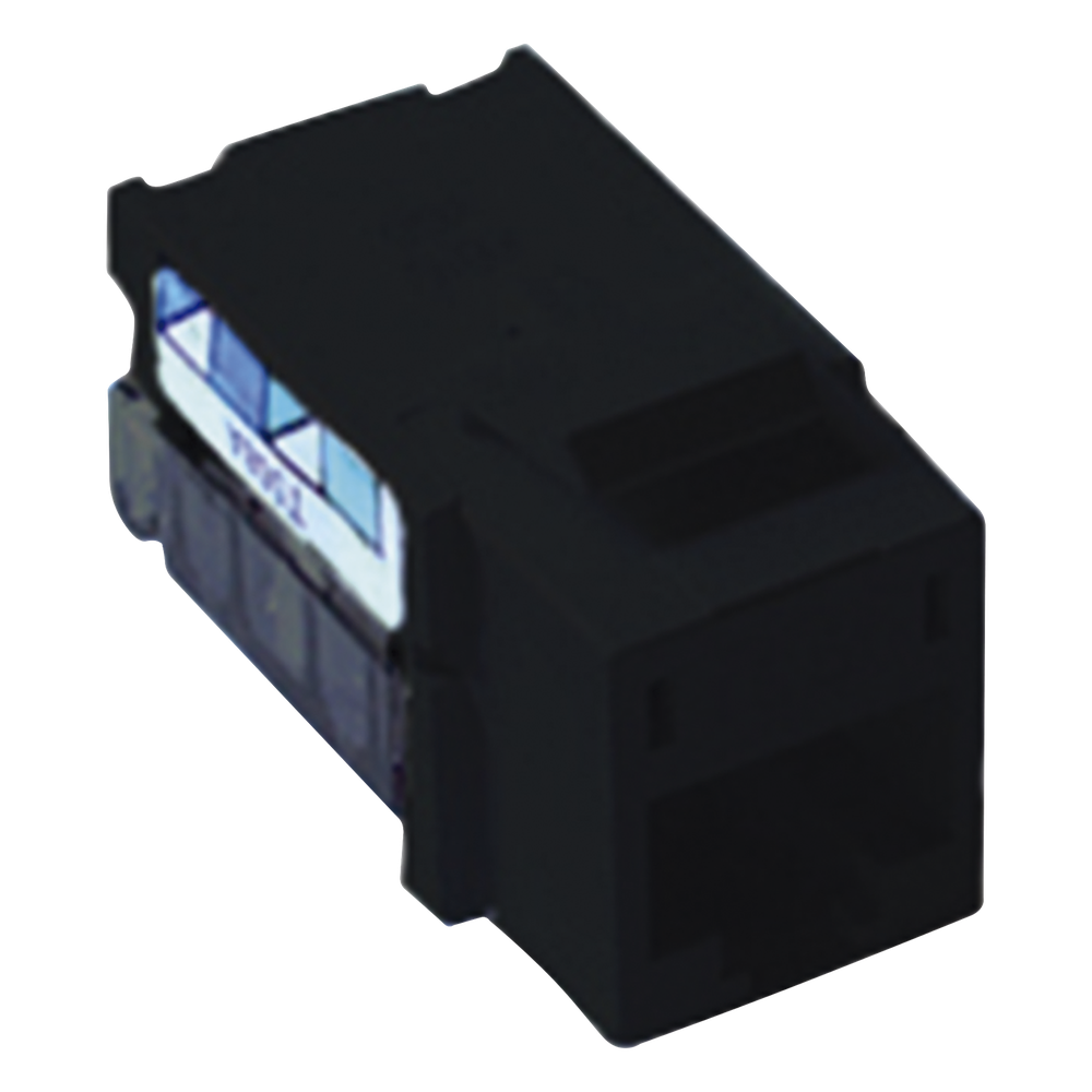 Jack RJ45 categoría 6 de 8 conductores tipo snap-in color negro para el marco de 6 puertos de la línea Claro