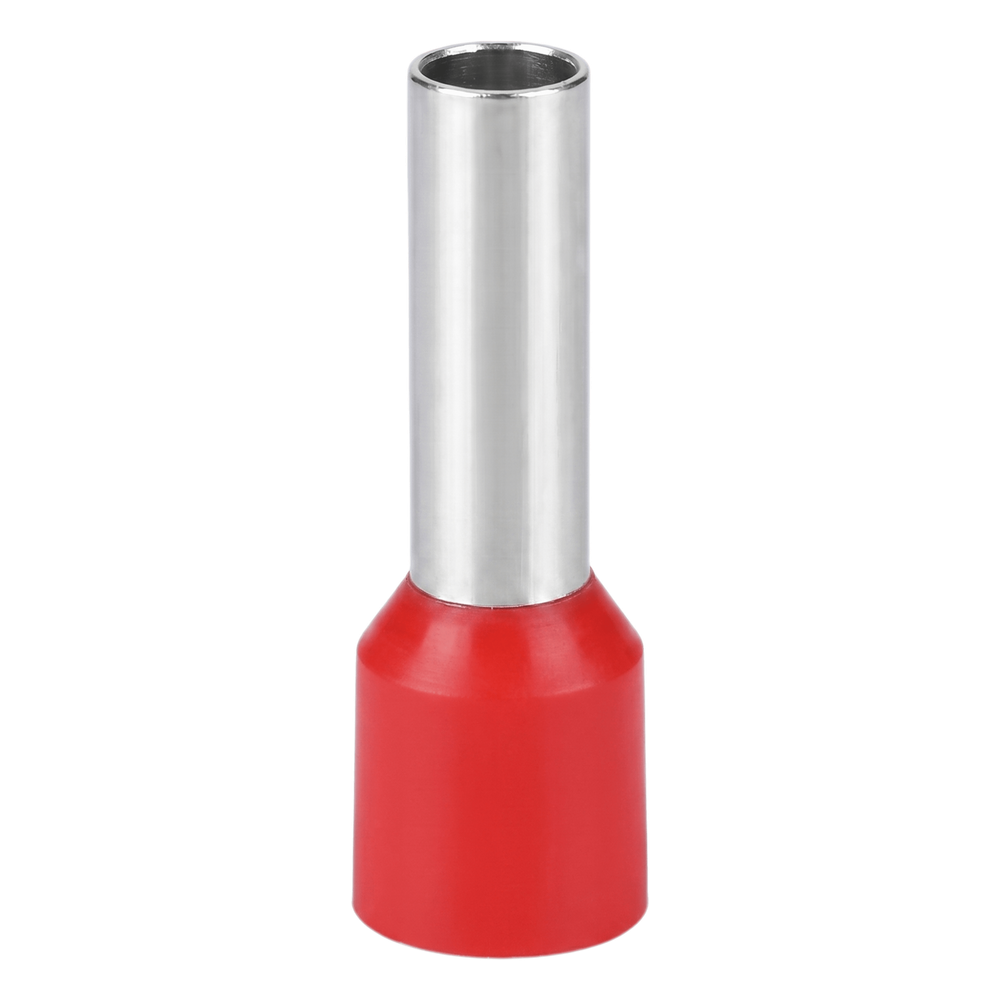 Conector Ferrule | 6AWG | 10mm²  | Conductor Latón Estañado  | Aislamiento PVC Rojo | 25 Piezas por Bolsa